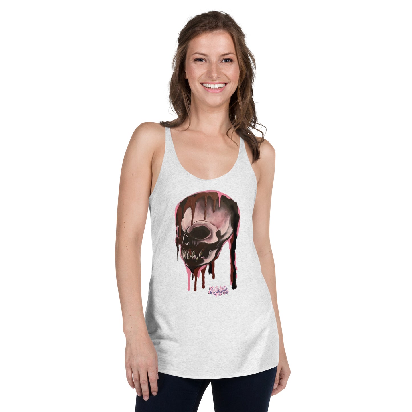 Women's Skull Racerback Tank Pink Lady