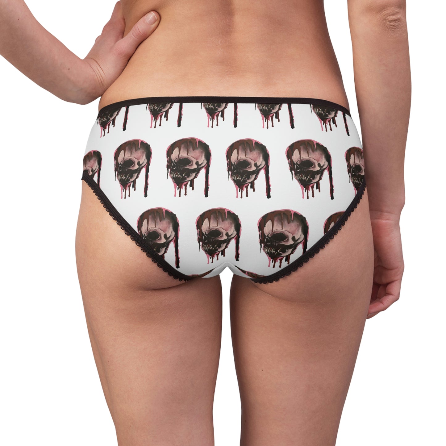 Women's Skull Briefs Pink Lady White