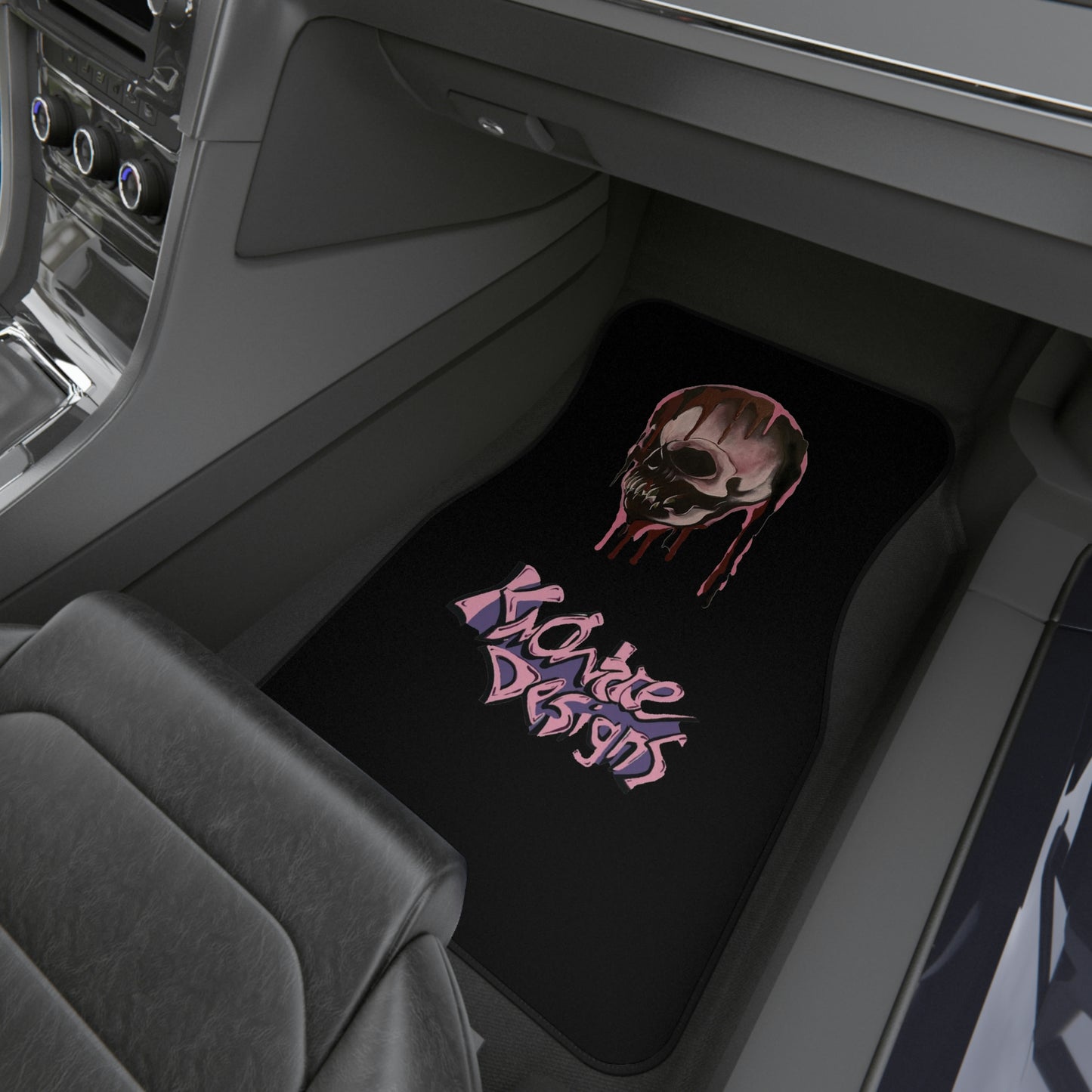 Skull Car Mats (2x Front) Pink Lady