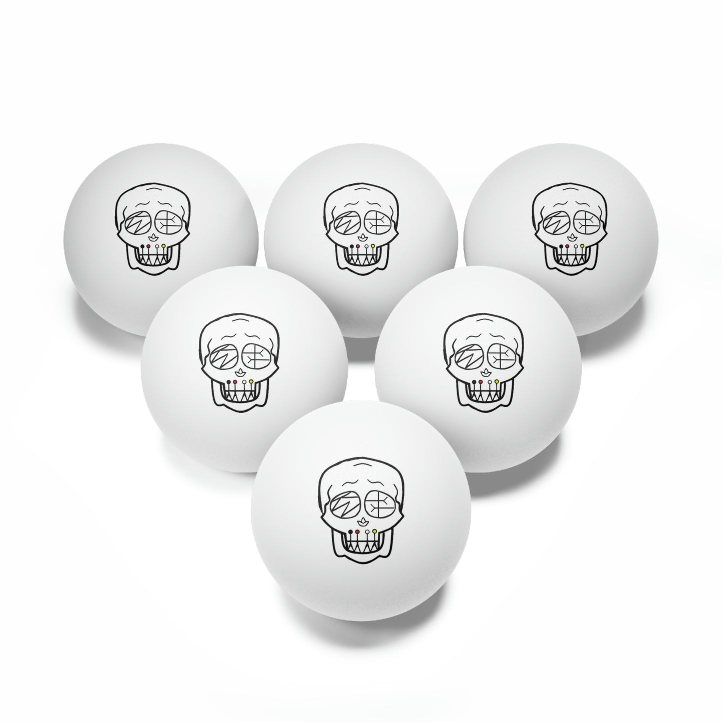 Skull Ping Pong Balls, 6 pcs