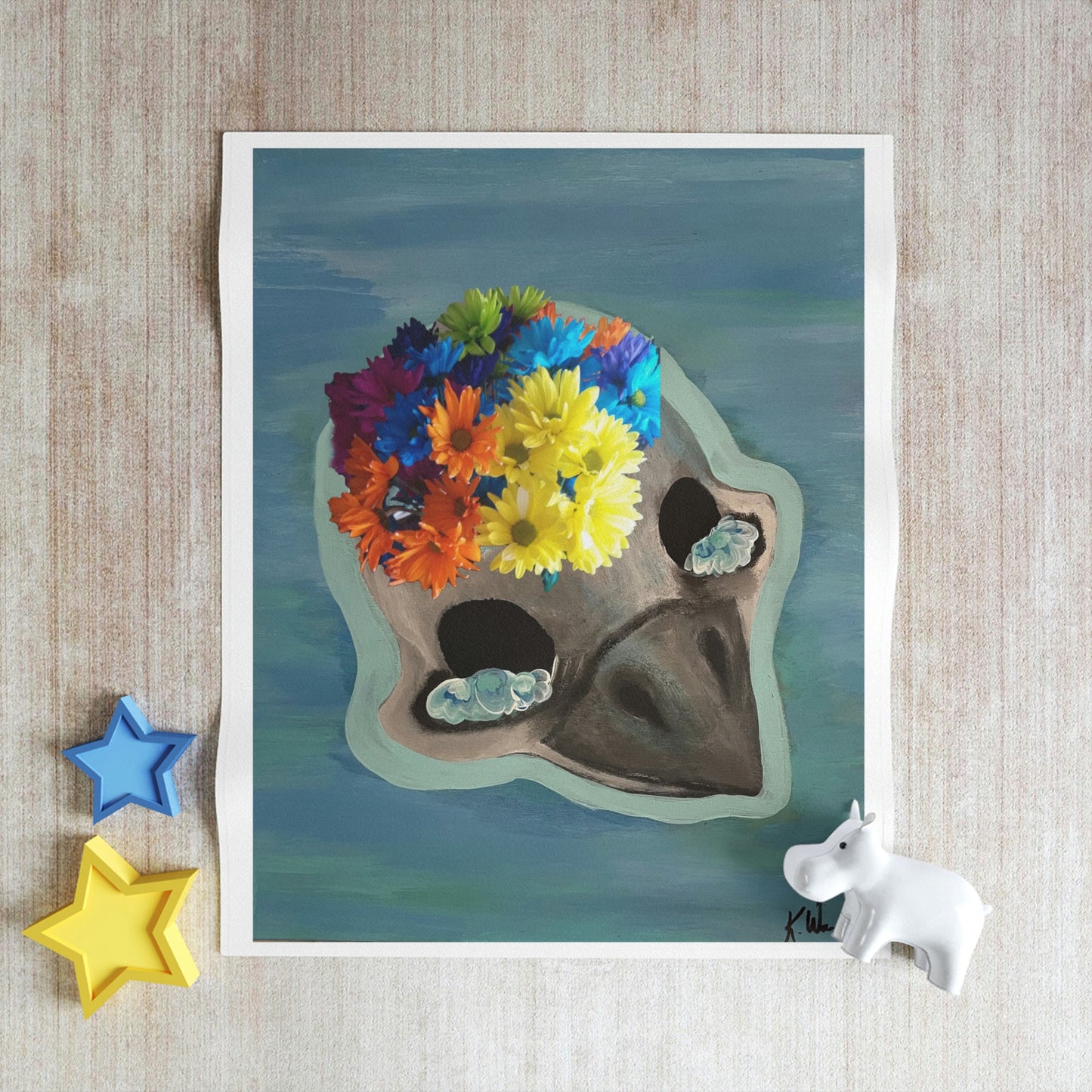 Skull Throw Blanket Blue Bird
