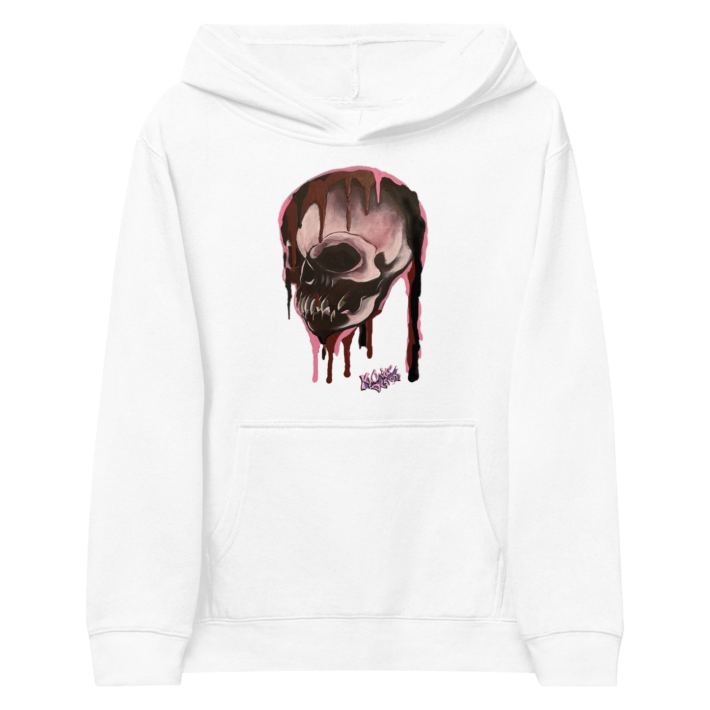 Kids Fleece Skull Hoodie Pink Lady