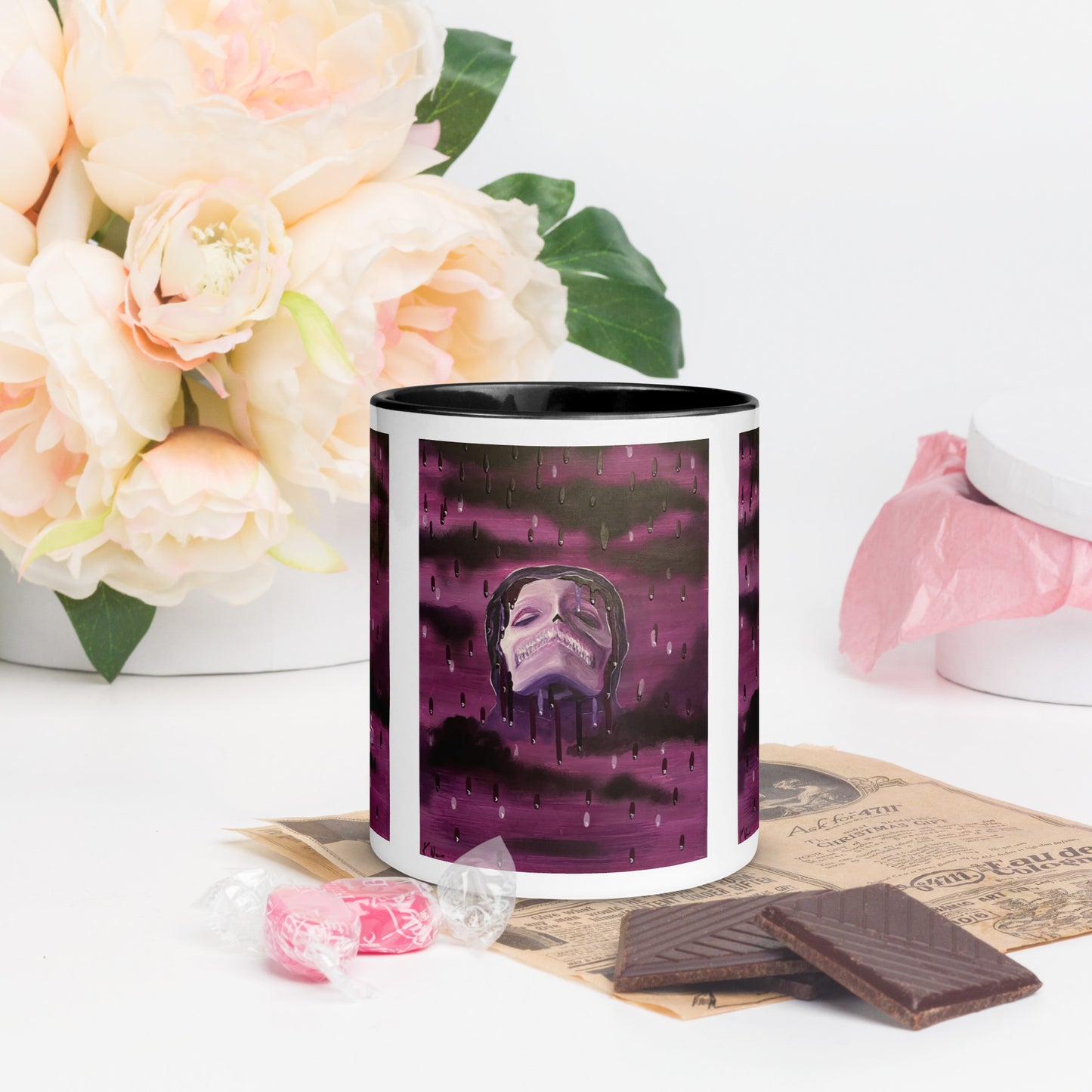 Skull Mug Black and White Serenity