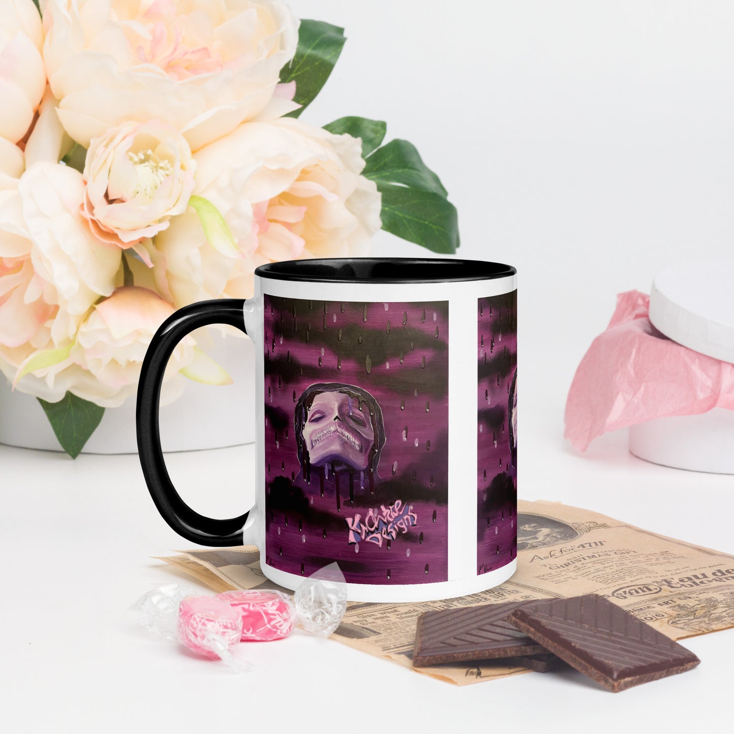 Skull Mug Black and White Serenity