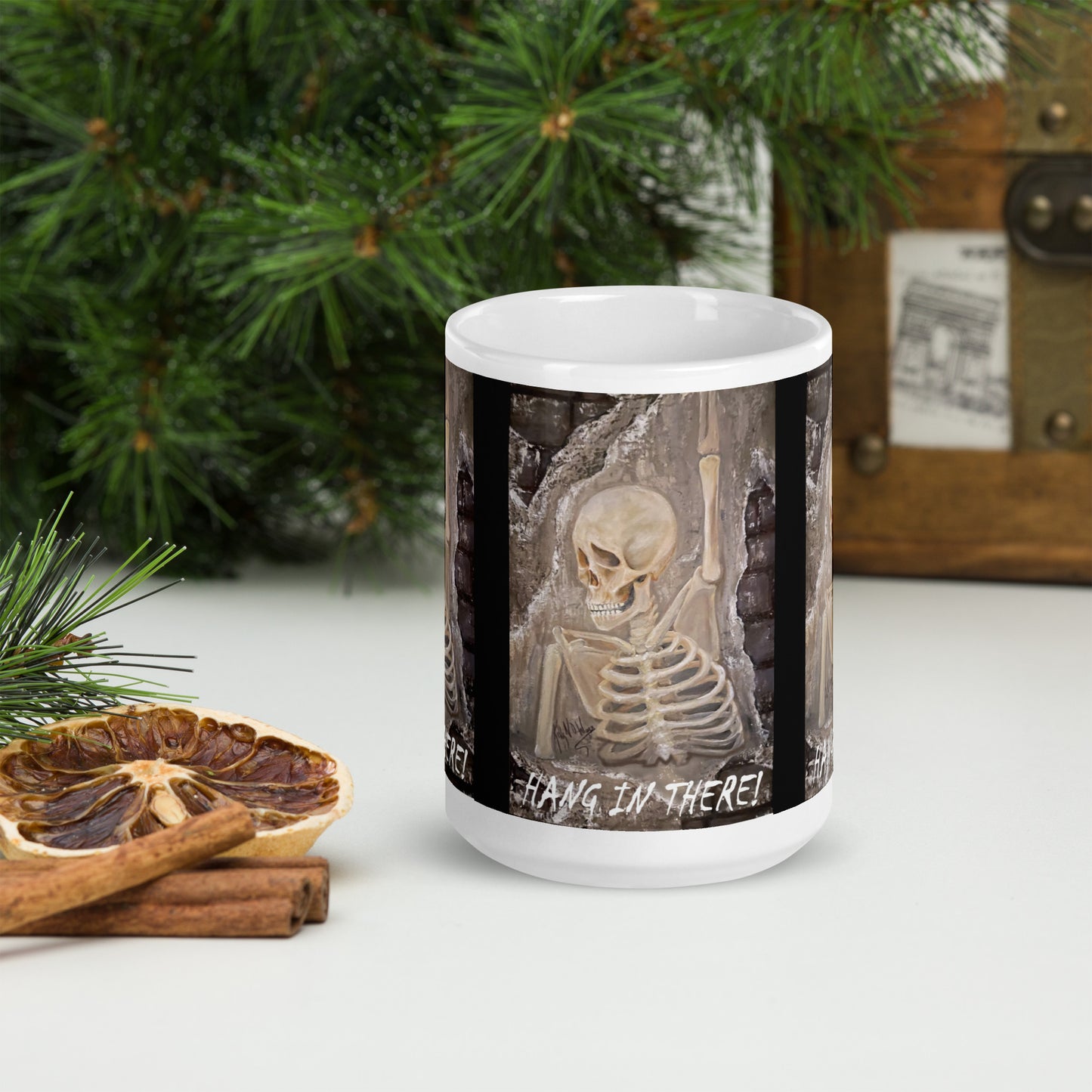 Skull Mug 15oz Hang in There