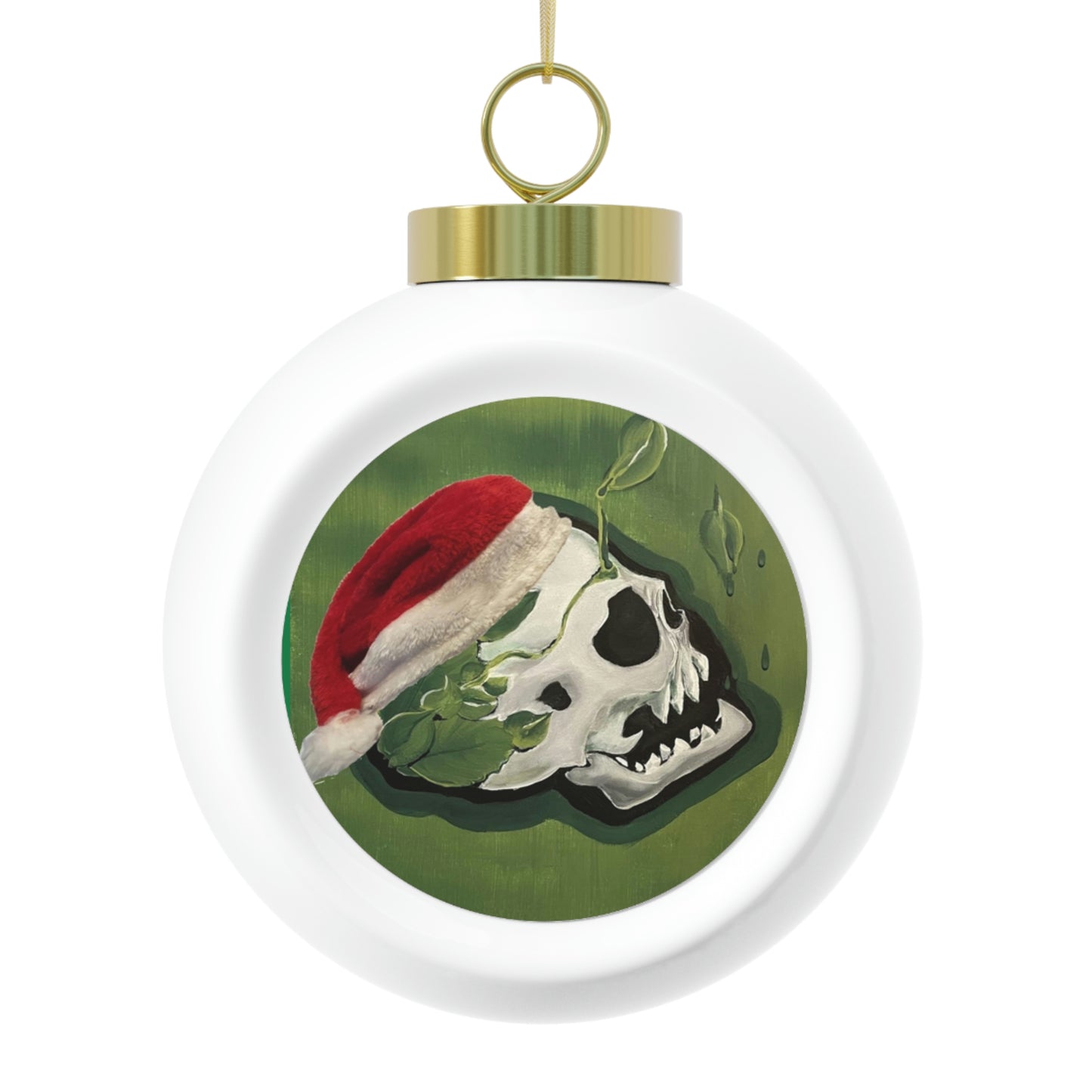 Skull Christmas Ball Ornament Green
