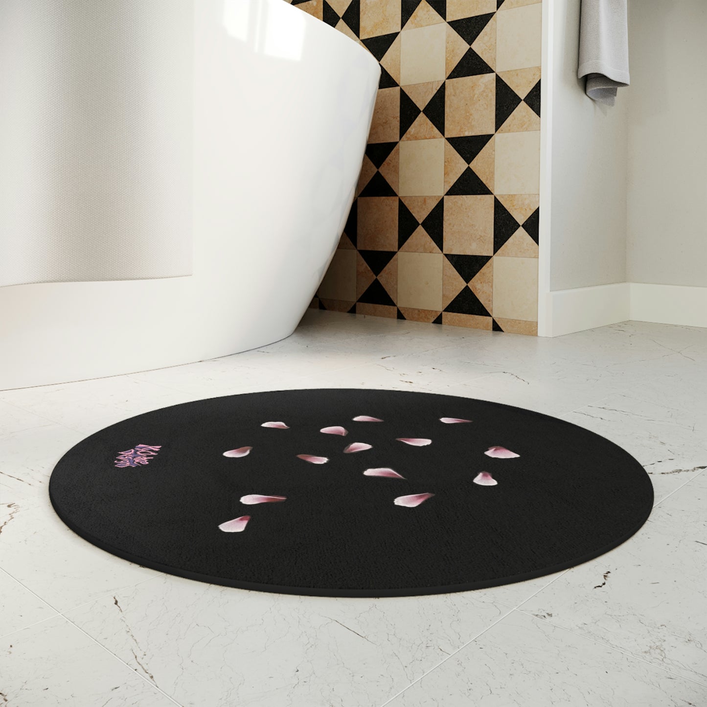 Skull Decor Bath Mat Flower Give and Receive