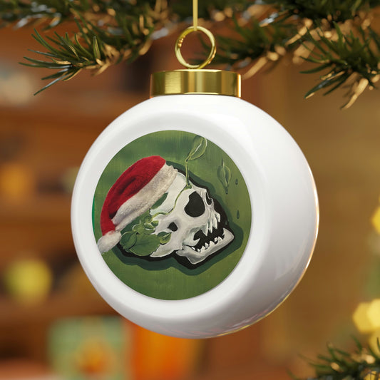 Skull Christmas Ball Ornament Green