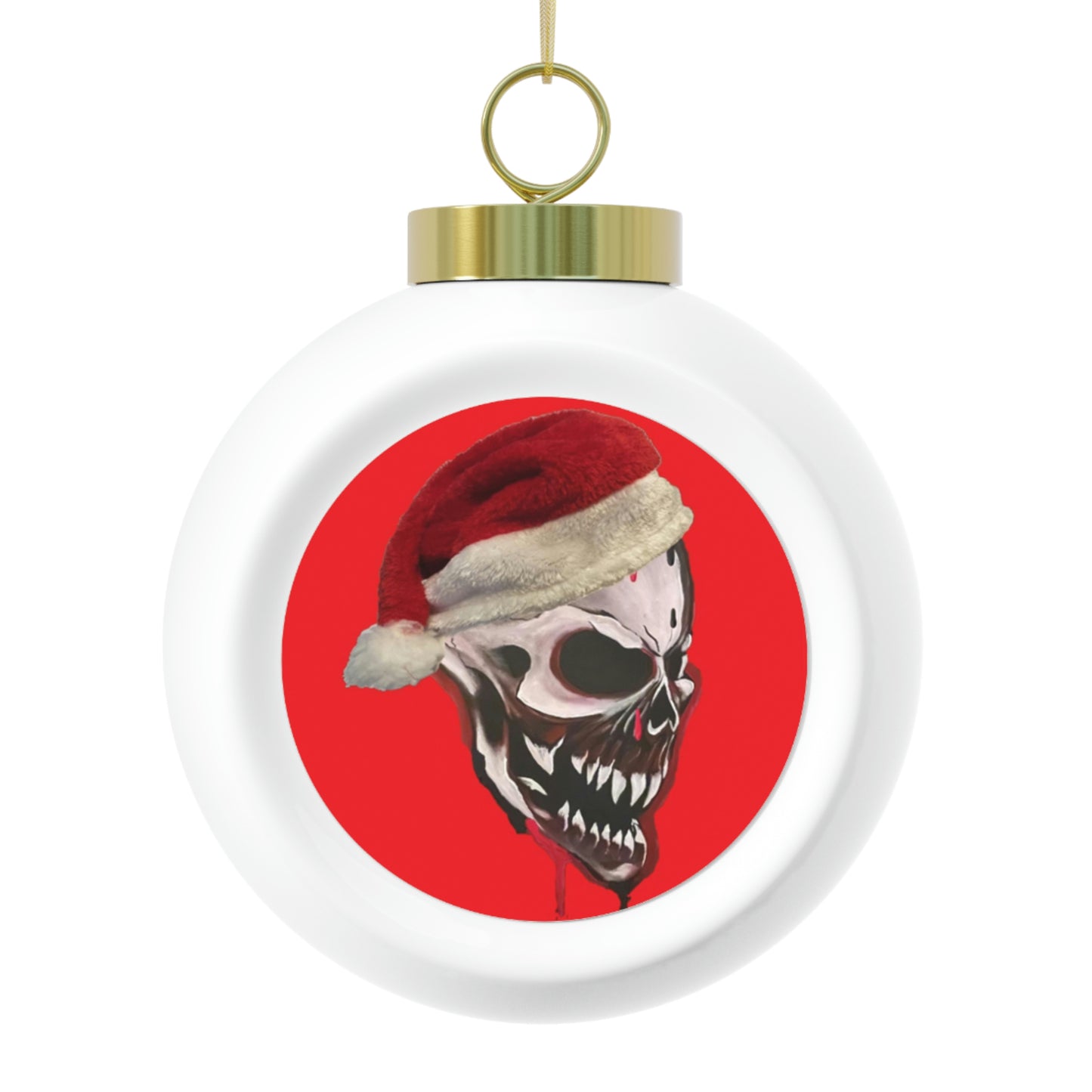 Skull Christmas Ball Ornament Red